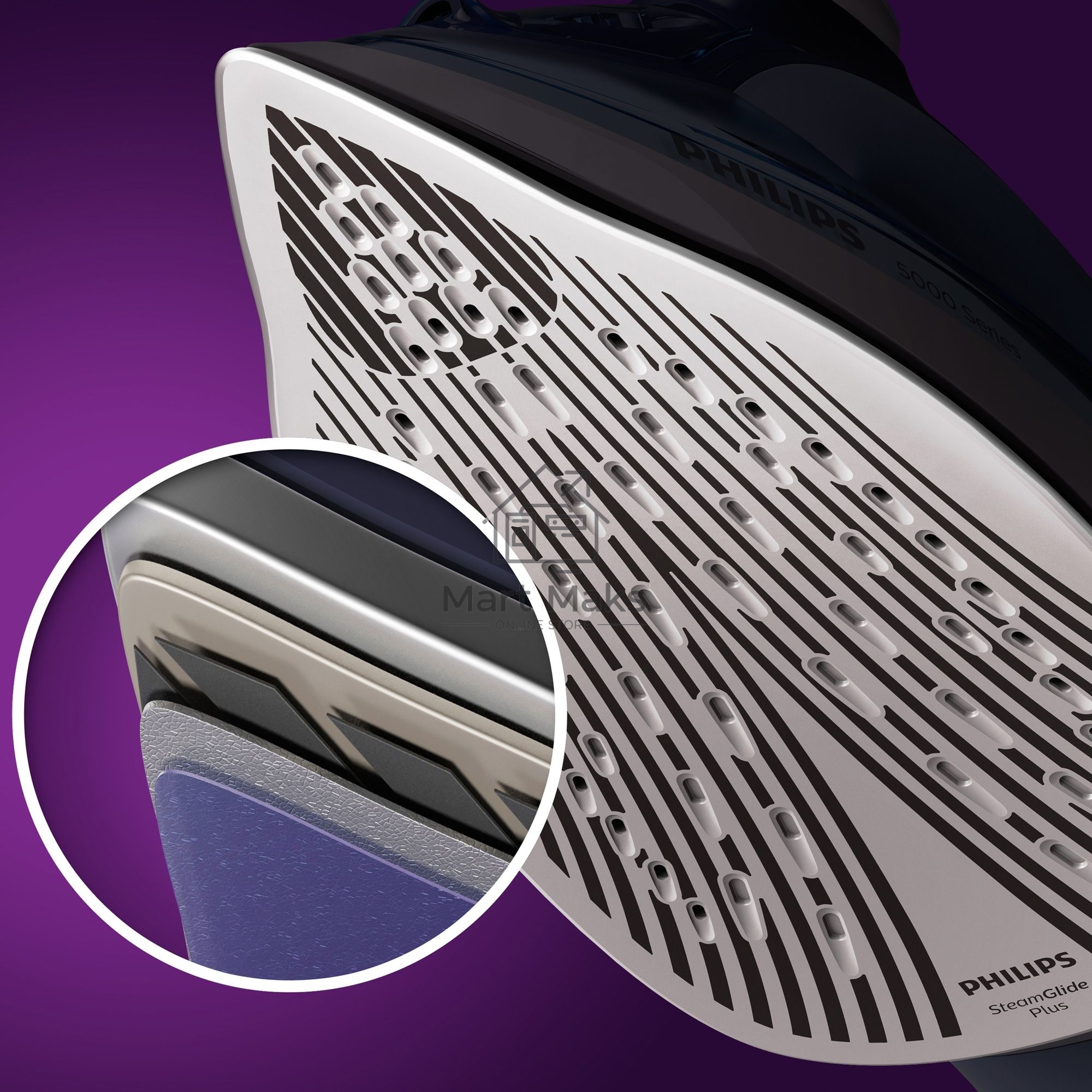 Утюг электрический Philips 2400 Вт, удар 200 г, пар 45 г/мин, SteamGlide Plus