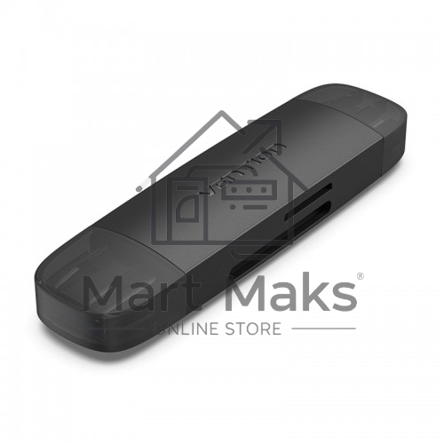Картридер Vention USB 3.0 A+C (SD+TF) черный