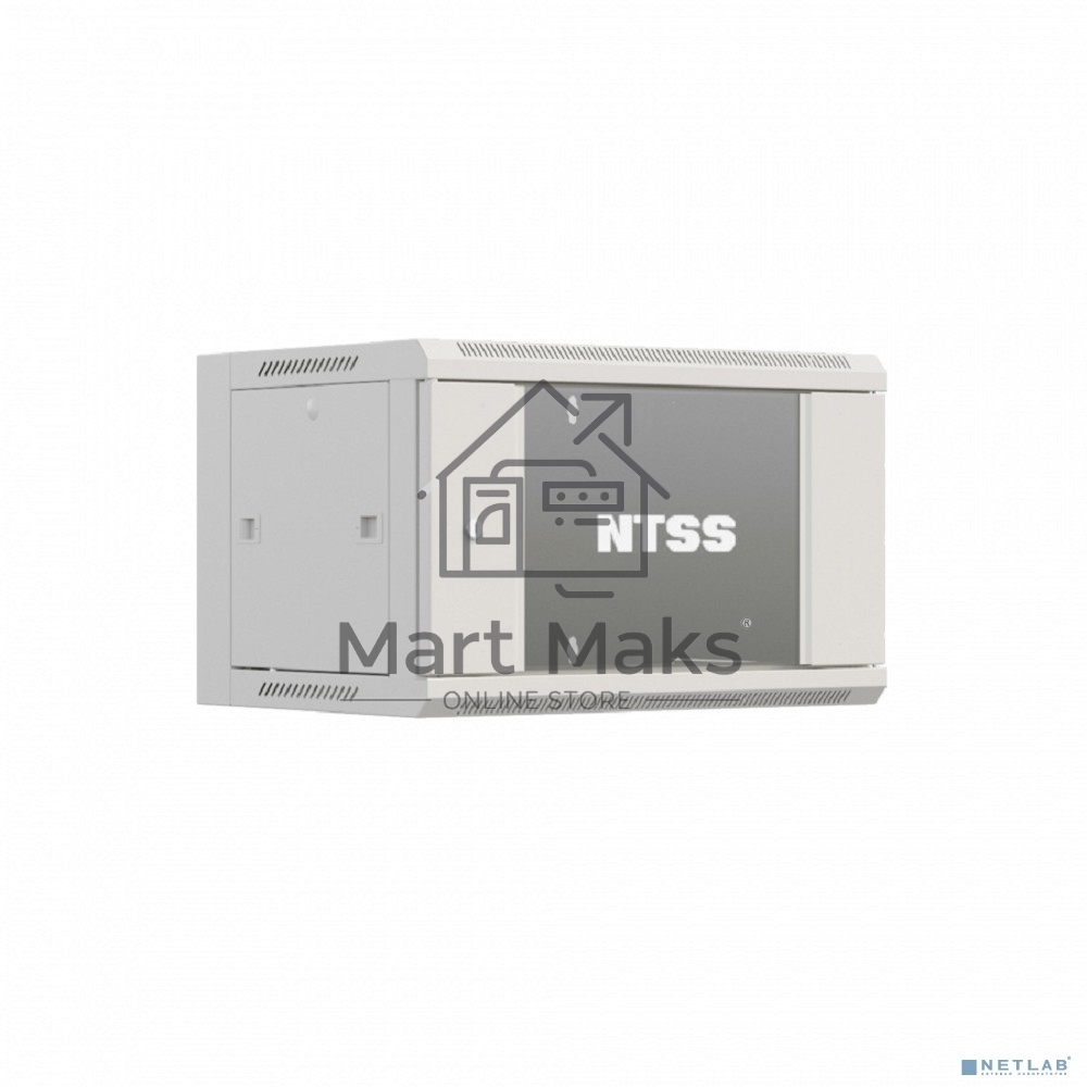 Шкаф коммутационный NTSS Премиум (NTSS-W6U6045GS-2) настенный 6U 600x450мм пер.дв.стекл 60кг серый IP20 сталь