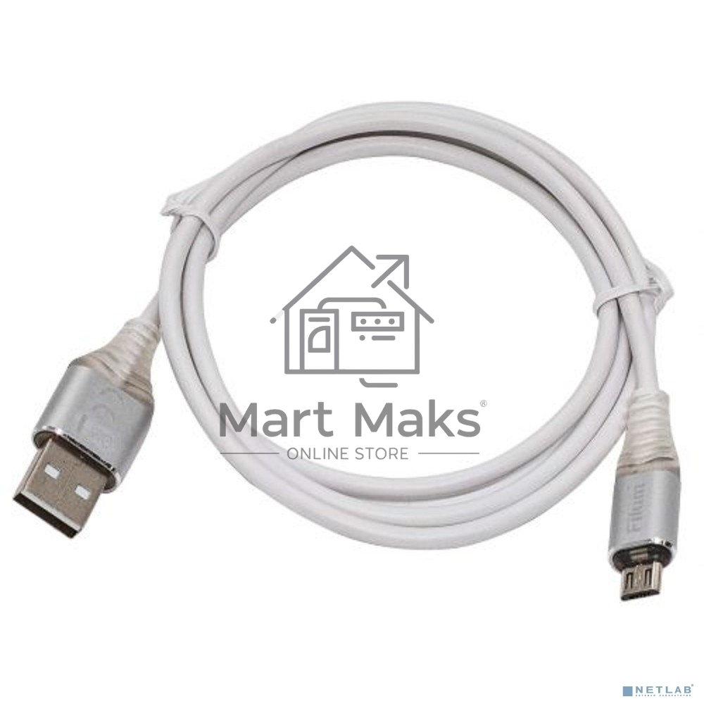 Кабель Filum USB 2.0 Pro, 1 м., 2A, индикатор заряда, разъемы: USB A male- USB micro B male, пакет. (FL-CPro-U2-AM-microBM-L1)