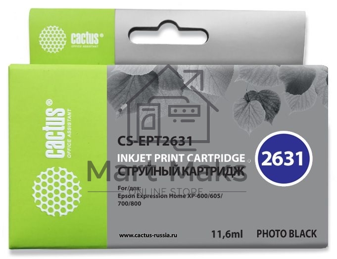 Картридж струйный Cactus CS-EPT2631 (26XL) фото черный (11.6 мл) для Epson Expression Home XP-600/605/700/800