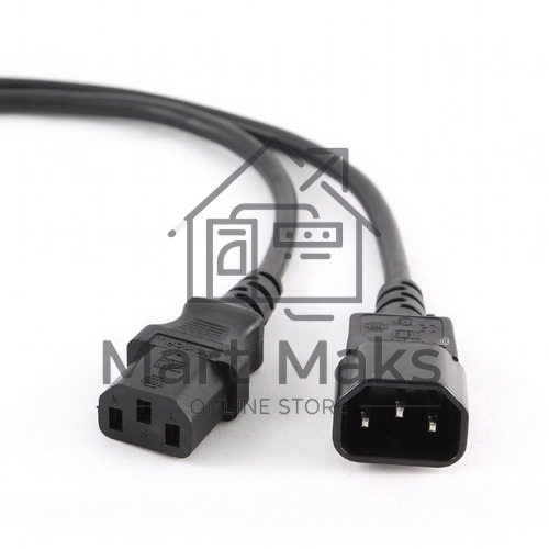 Кабель питания сист.блок-монитор Cablexpert PC-189-1-3M, 3м, C13-C14, 3x1кв.мм., черный, с заземлением