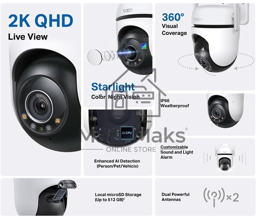 Камера видеонаблюдения IP TP-Link Tapo C520WS 3.18-3.18мм цв. корп.:белый