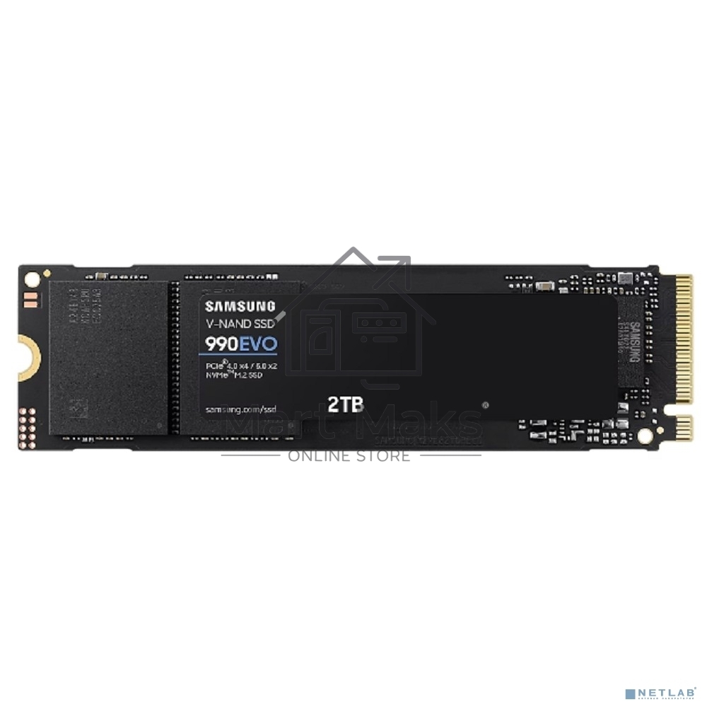 Накопитель SSD Samsung 990 EVO, 2000GB, PCIe 4.0 x4, M.2 2280, NVMe, R/W 5000/4200