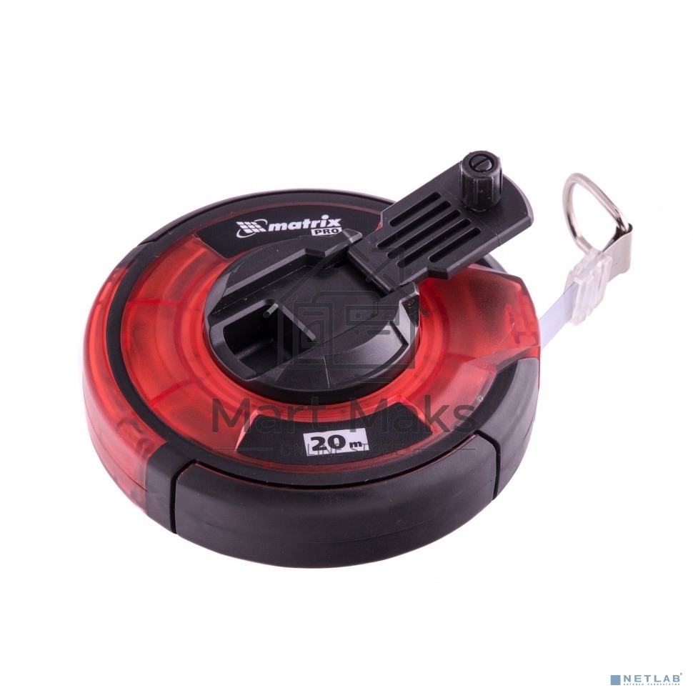 Рулетка геодезическая Matrix PRO 20 м х 12,5 мм, закр. корп., стальная лента, односторон. шкала, 31280