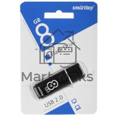 Флешка USB Smartbuy Glossy series black (SB8GbGS-K), 8Gb, USB 2.0, R/W 25/15, черный