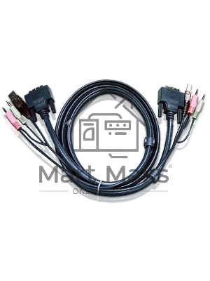Кабель ATEN KVM USB(тип А Male)+DVI-D(Male)+2хАудио(Male) (-) USB(тип B Male)+DVI-D(Male)+2хАудио(Male) 1,8м., черный. CABLE DVI/USBA/SP.MC-DVI/USB B 1.8M