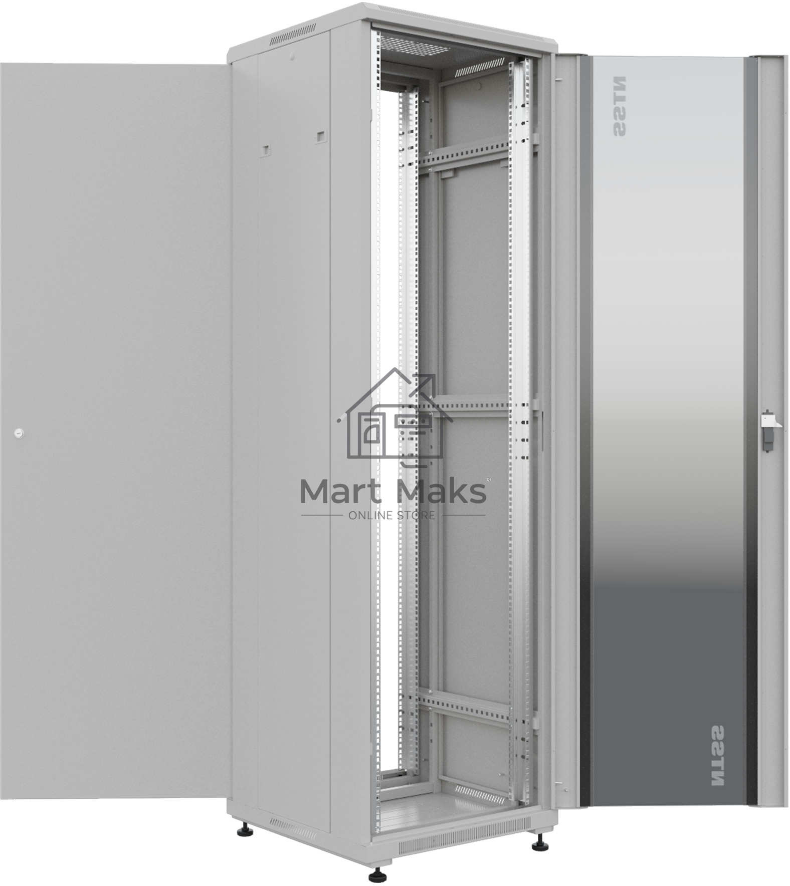 Шкаф серверный NTSS Премиум (NTSS-R42U6060GS) напольный 42U 600x600мм пер.дв.стекл металл 900кг серый IP20 сталь