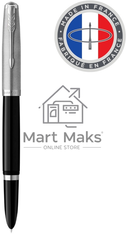 Ручка перьевая Parker 51 Core (CW2123491) Black CT F сталь нержавеющая, подарочная коробка