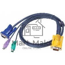Кабель ATEN KVM Cable 2L-5203P Кабель для KVM: 2xPS/2(m)+DB15(m) (PC) -на- SPHD15(m) (KVM), 3м