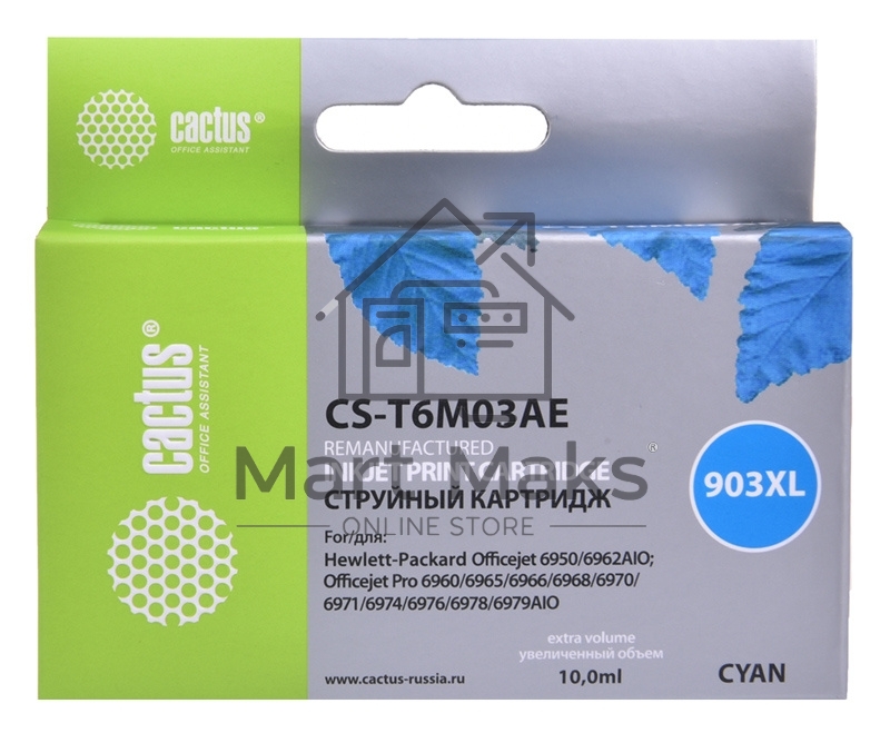 Картридж струйный Cactus CS-T6M03AE №903XL голубой (14.2 мл) для HP OJP 6950/6960/6970