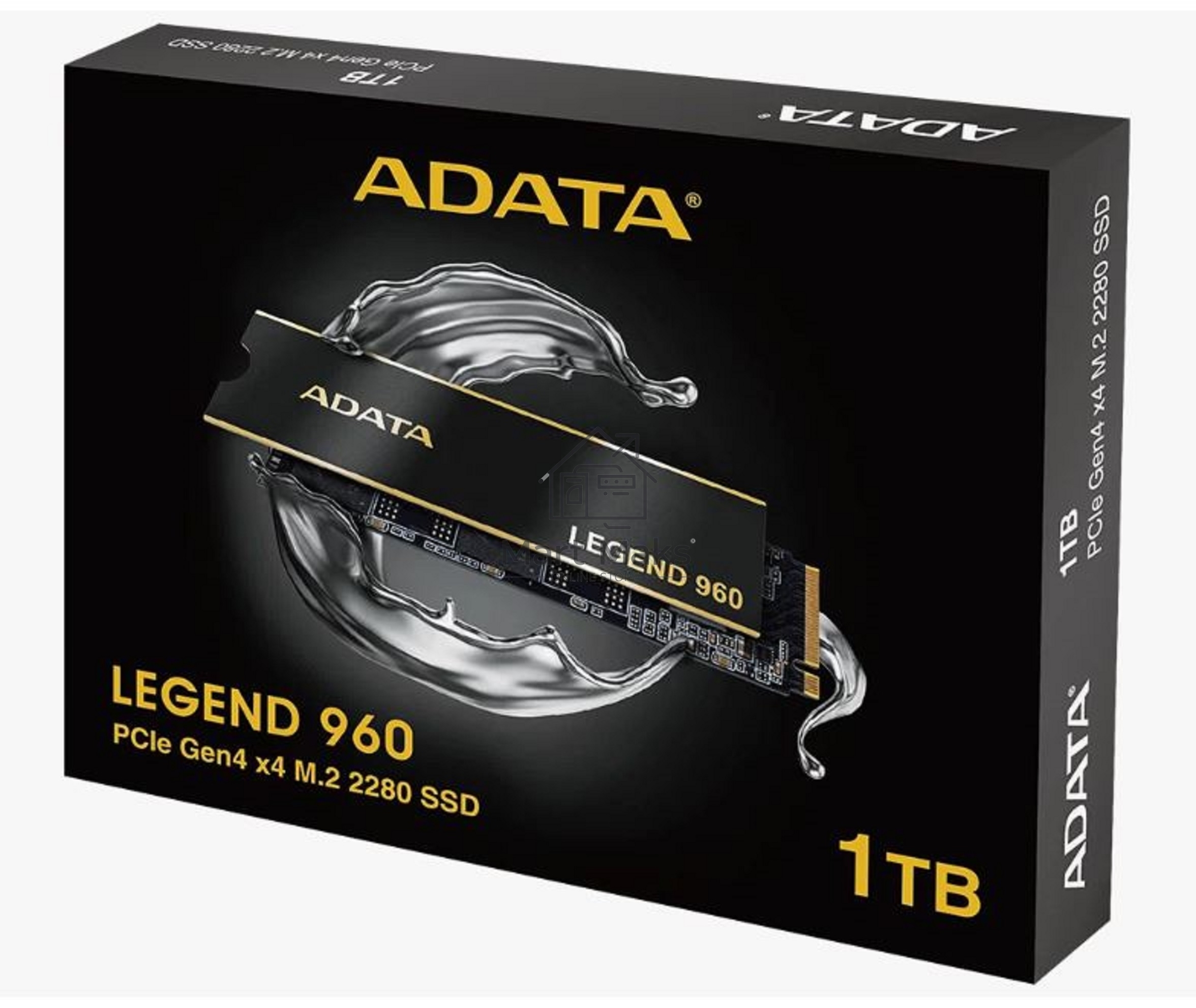 Накопитель SSD ADATA LEGEND 960, 1Tb, PCIe 4.0 x4, M.2 2280, NVMe, R/W 7400/6000, с радиатором