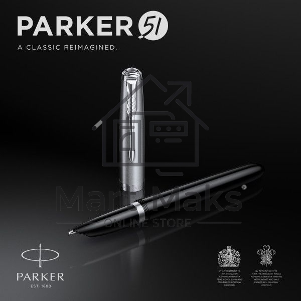 Ручка перьевая Parker 51 Core (CW2123491) Black CT F сталь нержавеющая, подарочная коробка