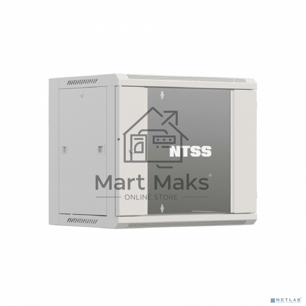 Шкаф коммутационный NTSS Премиум (NTSS-W12U6045GS-2) настенный 12U 600x450мм пер.дв.стекл 60кг серый IP20 сталь