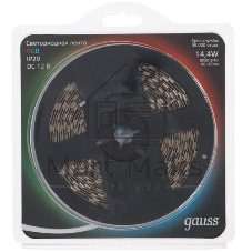 Лента светодиодная Gauss 312000414 LED 5050/60-SMD 14.4W 12V DC RGB блистер 5м