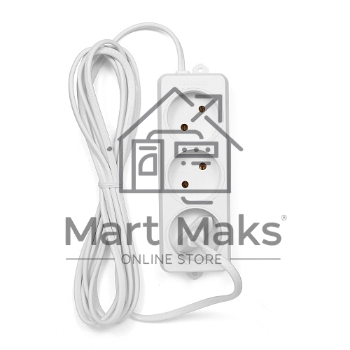 Удлинитель Гарнизон EL-E3-W-3, 3 розетки допустимый ток 6А, длина 3м.