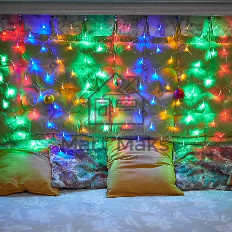 Новогодние светоукрашения NEON-NIGHT (215-119-6) Гирлянда-сеть LED 1х1.5 мМуЛЬТИ с контроллером, 240В