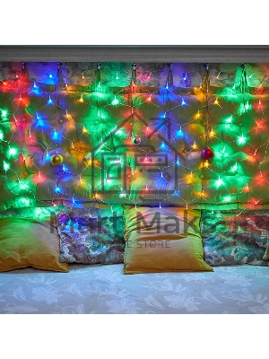 Новогодние светоукрашения Neon-night гирлянда-сеть LED 1х1.5 мМуЛЬТИ с контроллером, 240В
