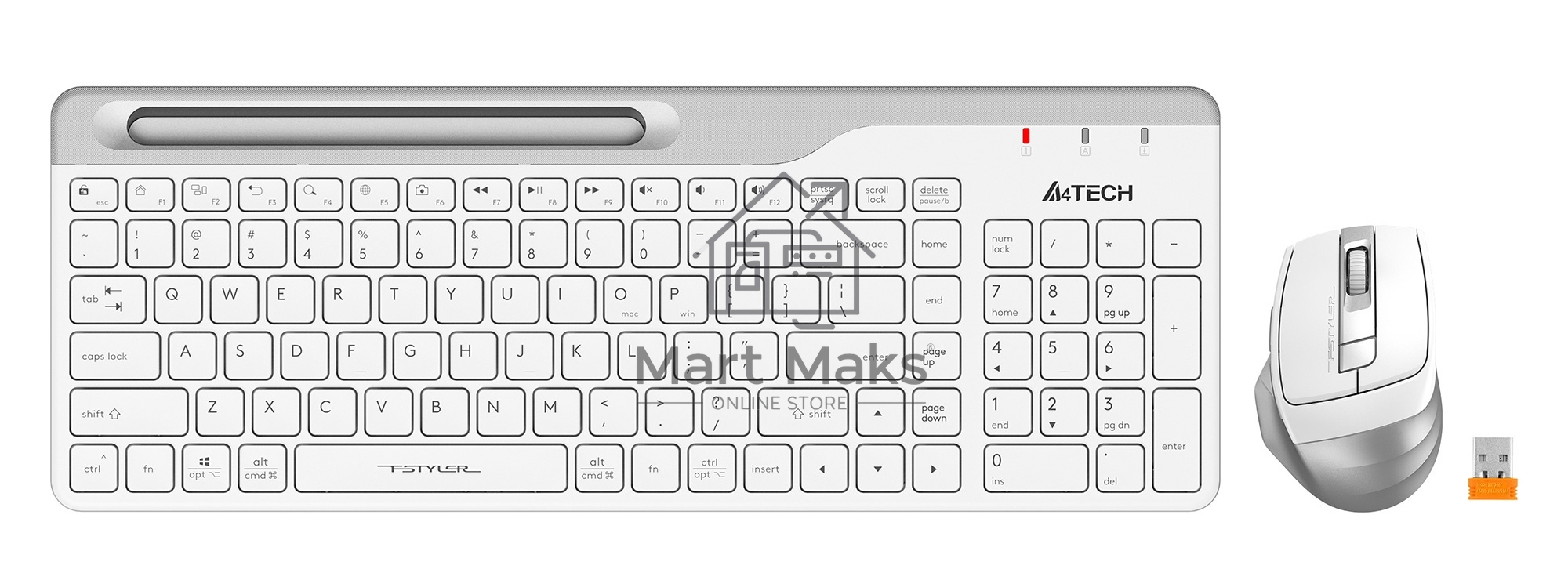 Клавиатура + мышь A4Tech Fstyler FB2535C клав:белый/серый мышь:белый/серый USB беспроводная Bluetooth/Радио slim