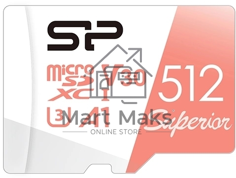 Флеш карта microSD 512GB Silicon Power Superior A1 microSDXC Class 10 UHS-I U3 100/80 Mb/s (SD адаптер)