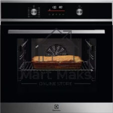 Встраиваемый духовой шкаф Electrolux COF6P76BX, Духовой шкаф электрический с конвекцией, объем 65 л, утапливаемые переключатели, 9 режимов, автопрограммы, очистка пиролитическая, 3 стекла в дверце, направляющие проволочные + телескопические (1 уровень)
