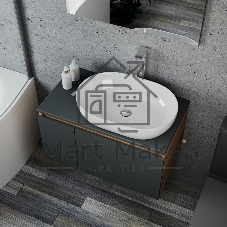 Комплект для ванной, 4 предмета (Тумба подвесная Bau Blackwood 80 графит + Раковина BAU 59х40, Смеситель высокий Hotel Still, нерж. сталь, выпуск)