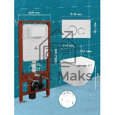 Комплект BAU 6 в 1: усиленная инсталляция BAU IDEAL, унитаз подвесной безободковый вихревой Bau Dream Hurricane3, сиденье микролифт, клавиша BAU Wheel антивандальная, нерж. сталь брашированная
