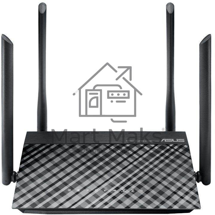 Маршрутизатор беспроводной Asus RT-AC1200 10/100BASE-TX черный (Dual Band)