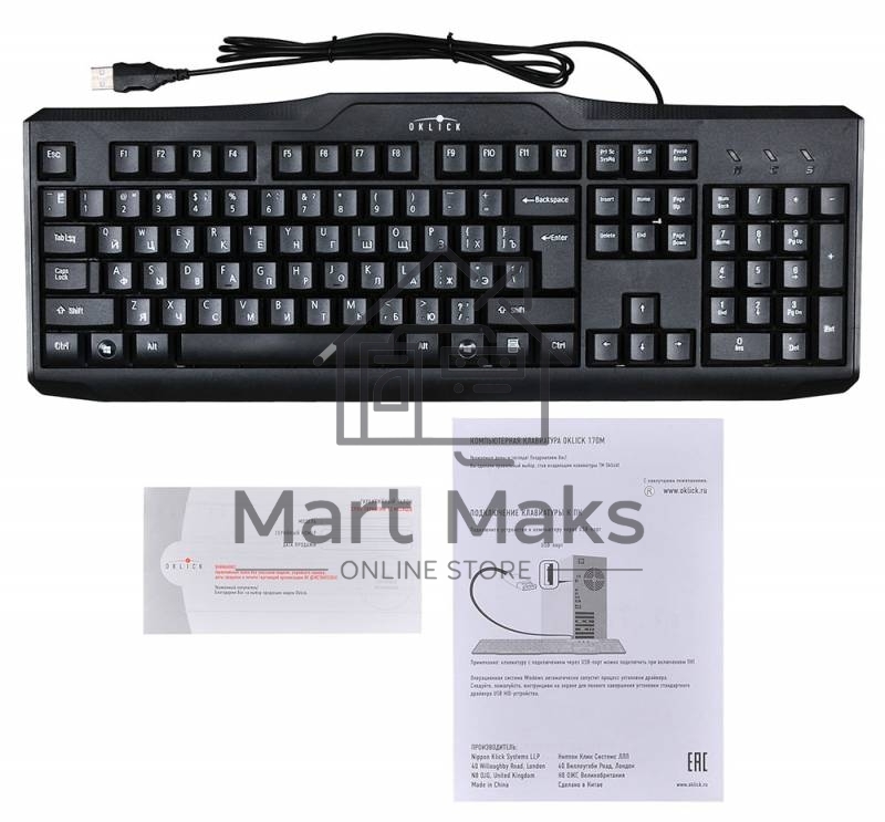 Клавиатура Oklick 170M черный USB