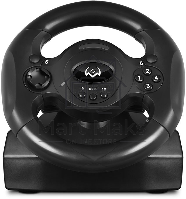 Руль SVEN GC-W300 (педали, вибро, лепестки, D-pad, 10 кл, резин. вставки, PC, цифр. и аналог.
