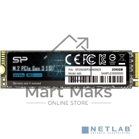 Накопитель SSD Silicon Power M-Series, 256Gb, PCIe 3.0 x4, M.2 2280, NVMe, R/W 2200/1600