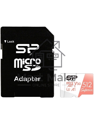 Флеш карта microSD 512Gb Silicon Power Superior A1 microSDXC Class 10 UHS-I U3 100/80 Mb/s (SD адаптер)