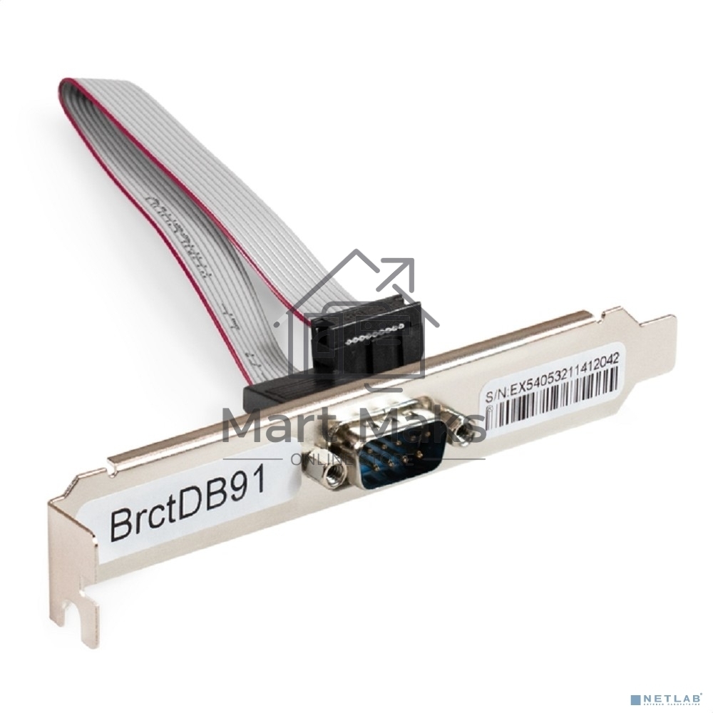 Планка портов в корпус 1xCOM ExeGate BrctDB91 (Com 10-pin (F) --> RS232 DB9 Male, кабель 20см)