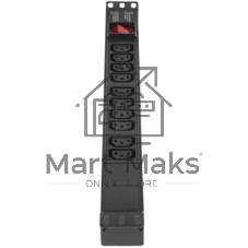 Блок розеток горизонтальный ExeGate ServerPro PDU-19H001 Al-10С13-C14-SW, 1U, Алюминий, 10 IEC 320 C13, С14, выкл. с подсветкой, черный