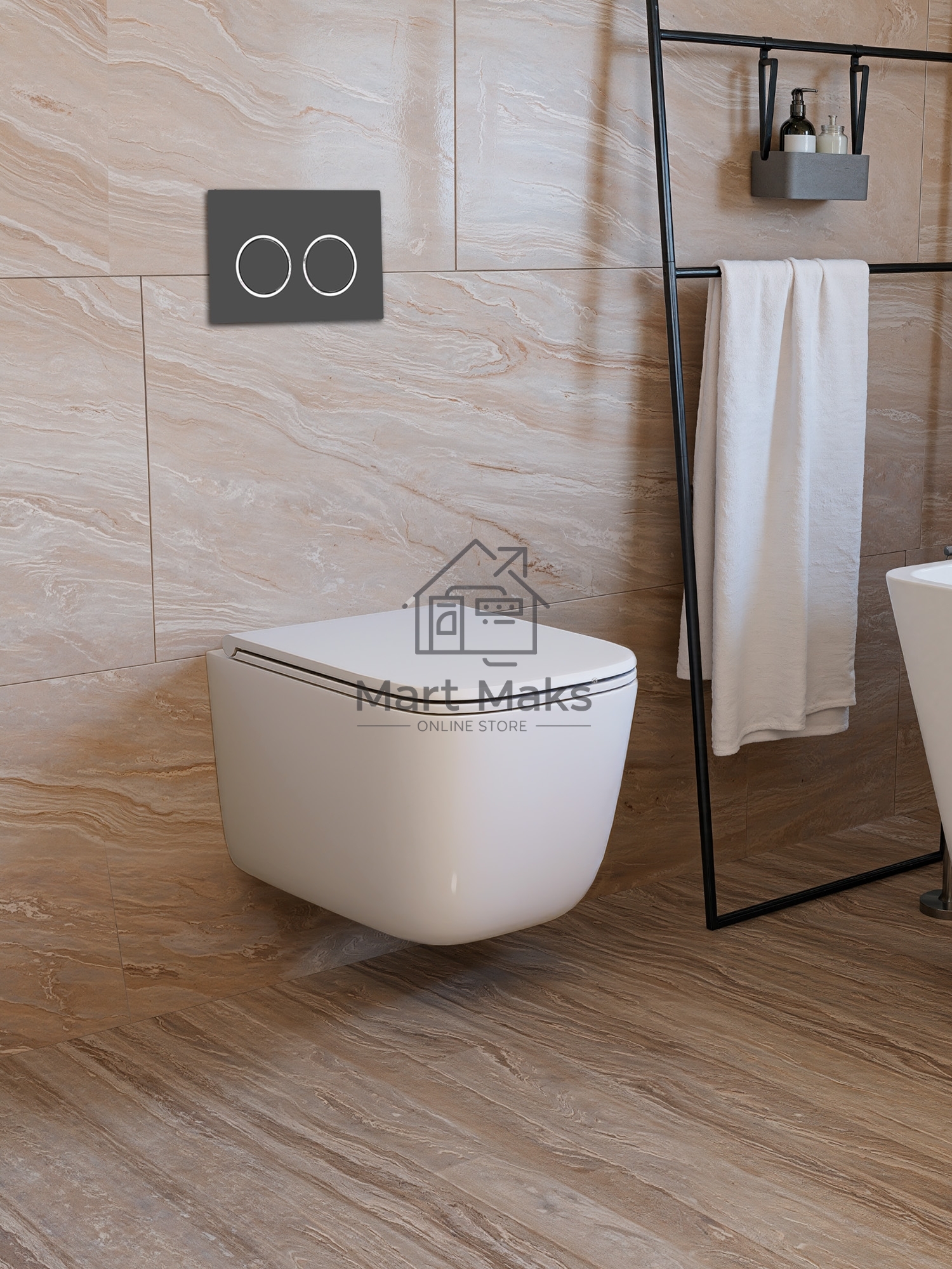 Инсталляция с унитазом комплект BAU IDEAL 6 в 1: унитаз подвесной безободковый торнадо Bau Dream 51х35, быстросъемное сиденье микролифт, кнопка смыва BAU Round Gun gray, серый металлик