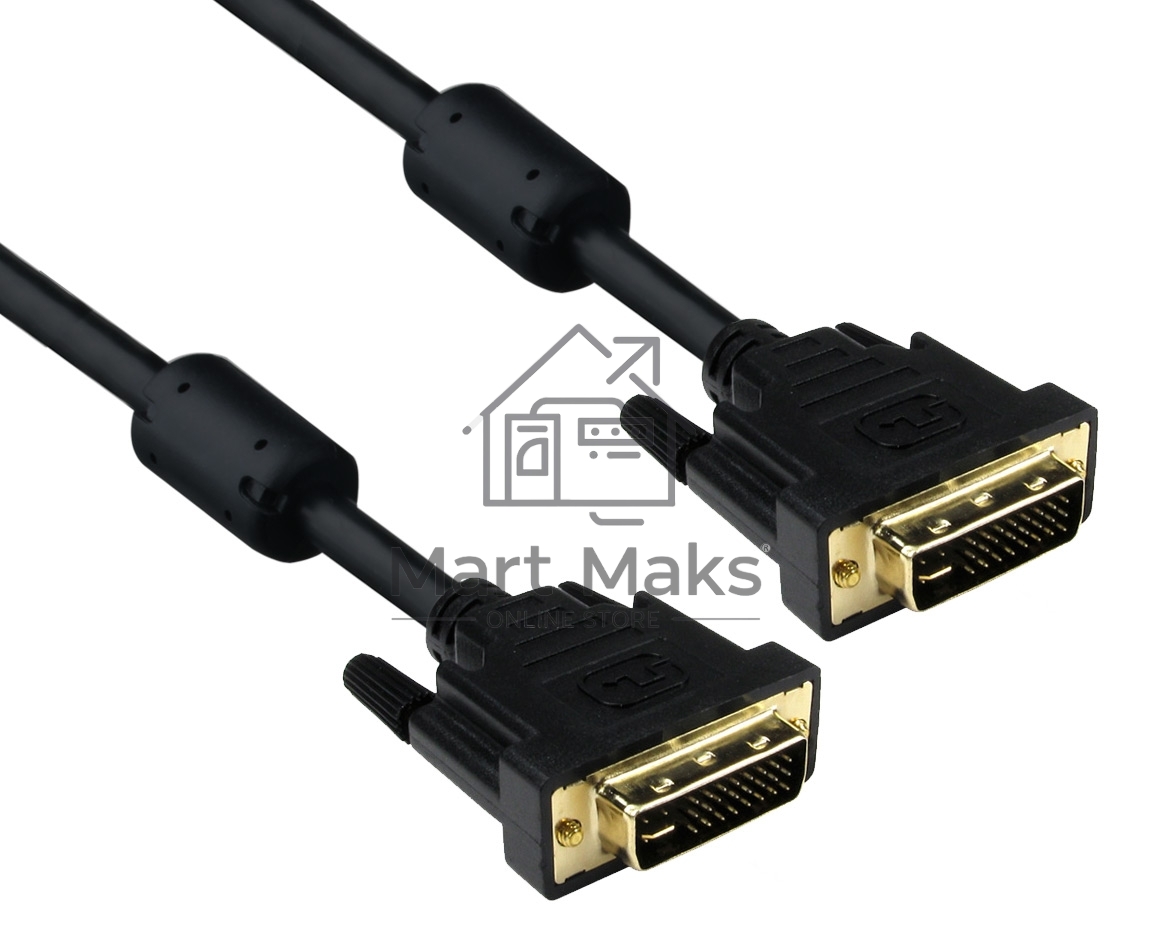 Кабель DVI dual link (25M-25M) 5м Exegate, 2 фильтра, позолоченные контакты