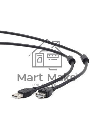 Кабель Gembird/Cablexpert CCF2-USB2-AMAF-10 USB 2.0 Pro AM/AF, 3м, экран, 2феррит.кольца, черный, пакет