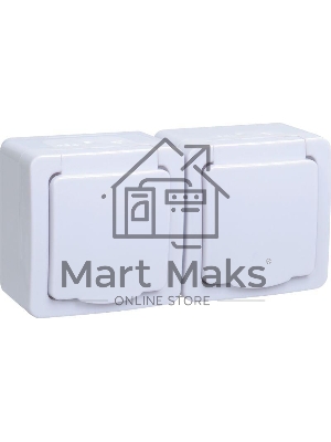 Розетка двухместная с з/к с крышкой для открытой установки РСб22-3-ГПБб IP54 серия 