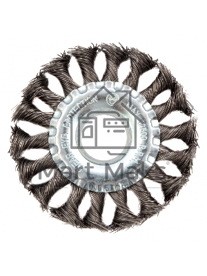 Щетка Matrix для УШМ 100 мм, посадка 22,2 мм, плоская, крученая металлическая проволока