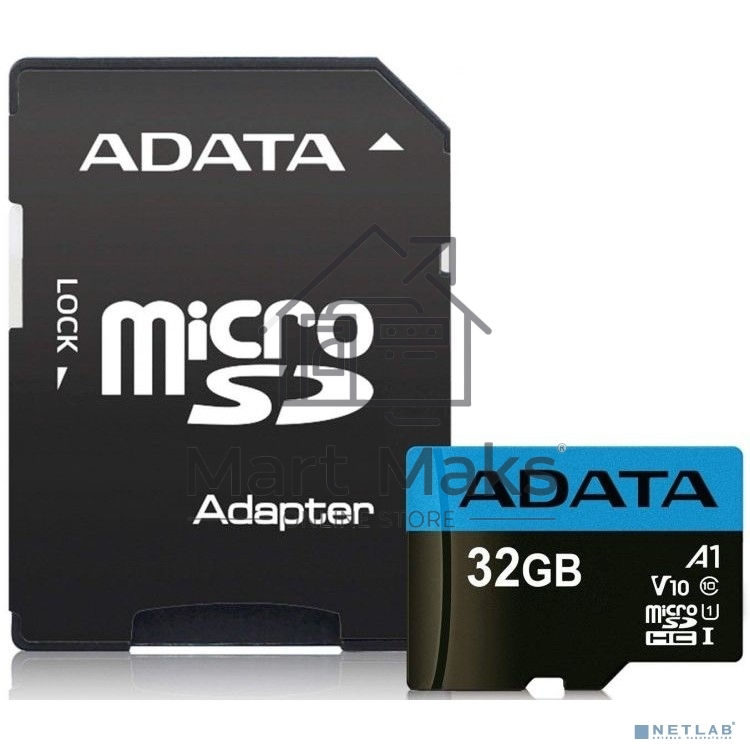Флеш карта microSD 32GB ADATA microSDHC Class 10 UHS-I A1 100/20 MB/s (SD адаптер)