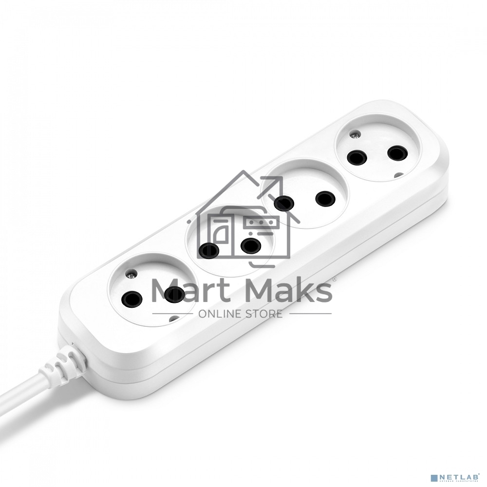 Сетевой удлинитель Buro BU-PSL4.3/W 3м (4 розетки) белый (пакет ПЭ)