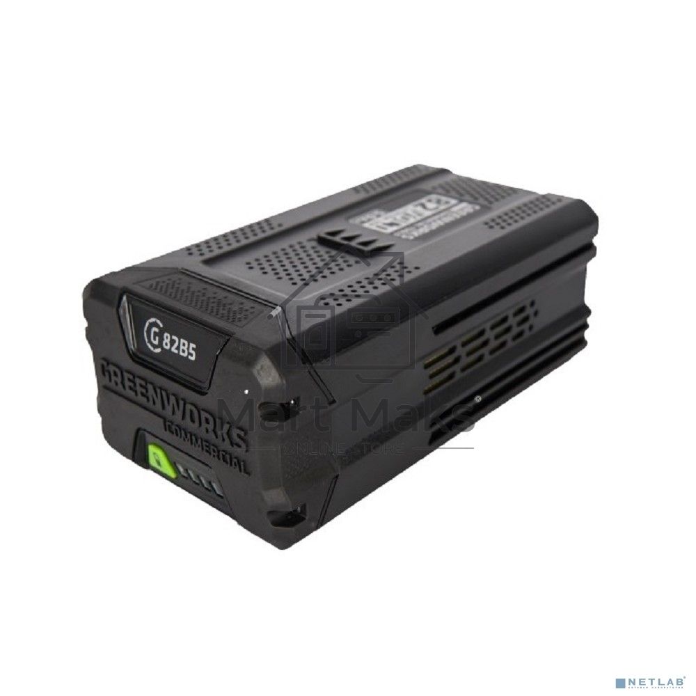Аккумулятор GreenWorks 82V (модель G82B5) (2914607) - это литий ионная (Li-ion) батарея, силой тока 5 ампер/час и выполненная по самым передовым технологиям.Применяется в линейке всех устройств Greenworks 82V Commercial.Аккумулятор состоит из ячеек произв