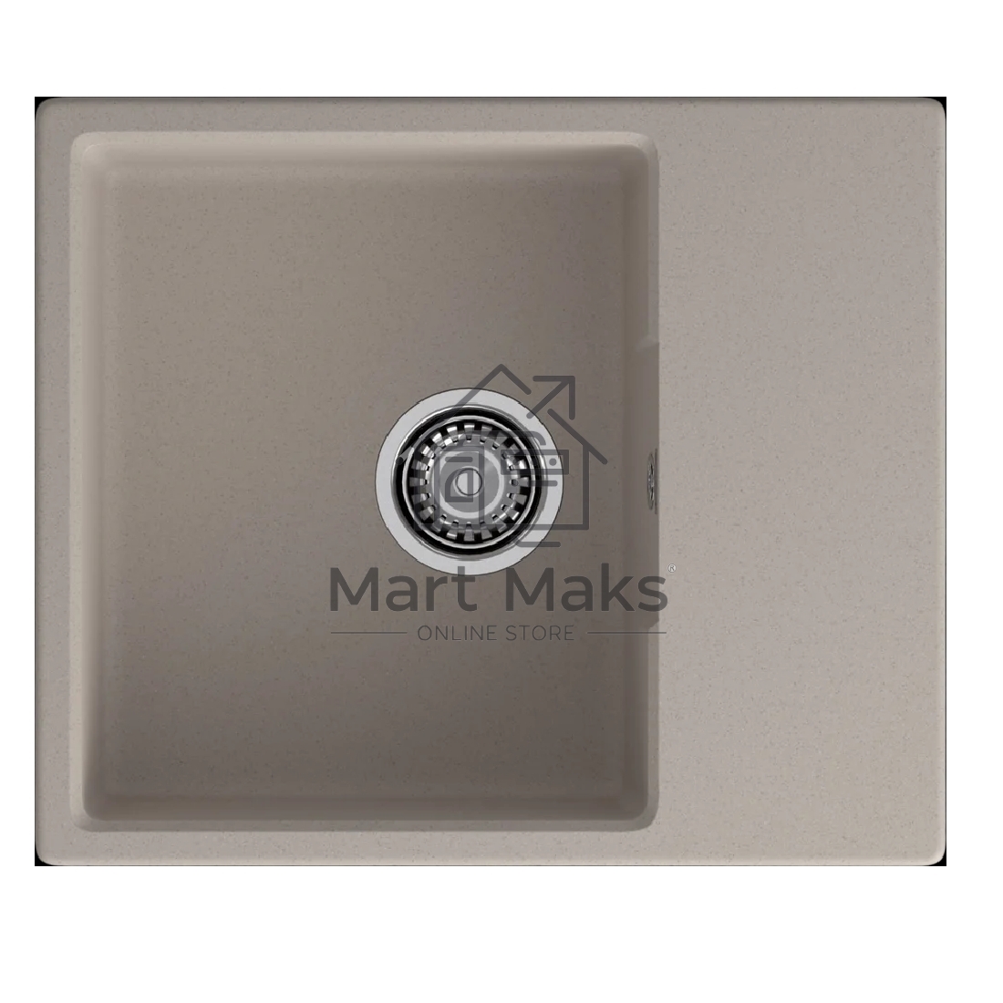 Мойка GRANFEST URBAN 658L 1-чаша+крыло 580*490мм, монтаж: врезной, материал: кварц, песочный