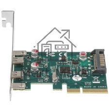 Контроллер ExeGate EXE-313 PCI-Ex4, 2*USB3.1 Type-C ext, разъем доп.питания (OEM)