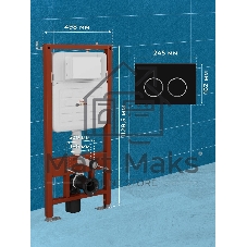 Инсталляция усиленная BAU IDEAL, клавиша BAU Round, черная матовая