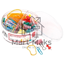 Набор мелкоофисный Deli EZ20703 резинки для купюр 12 гр, гвоздики 50 шт, скрепки 100 шт, зажимы 10 шт, пластиковая туба