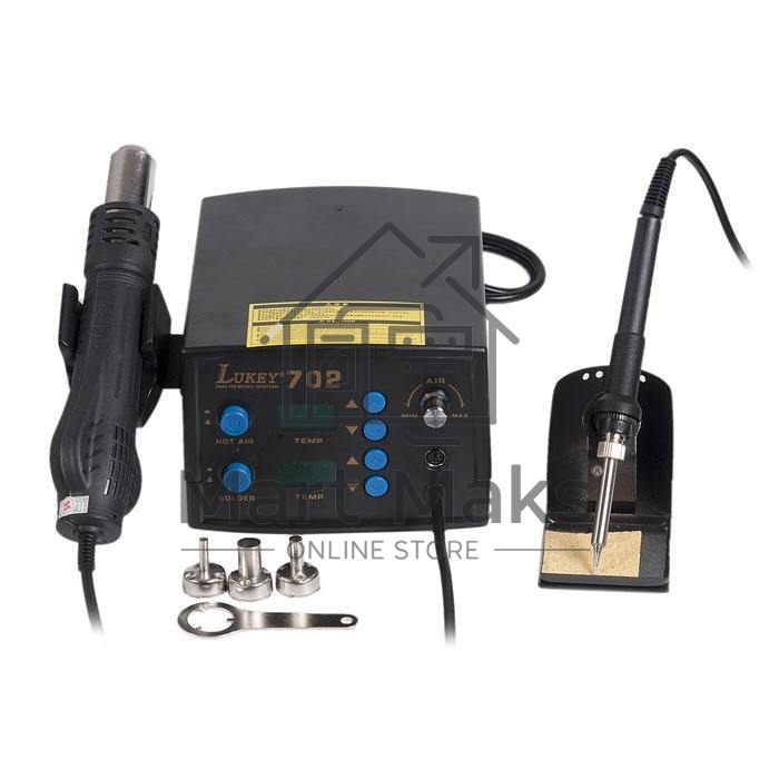 Станция паяльная термовоздушная + паяльник Lukey 702