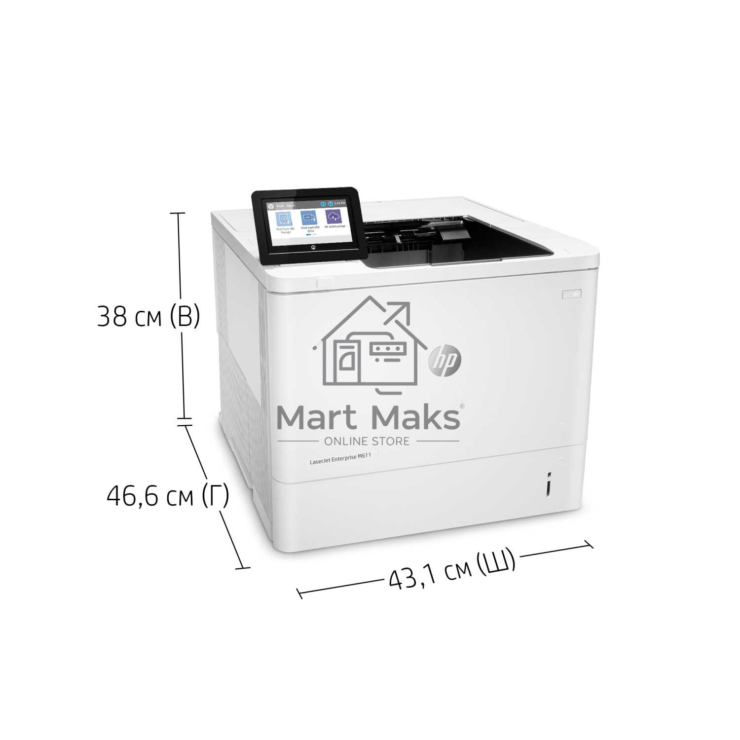Принтер лазерный HP LaserJet Enterprise M611dn (7PS84A), A4, ч/б, печ. до 61 стр/мин., 1200 x 1200 dpi, USB, RJ-45