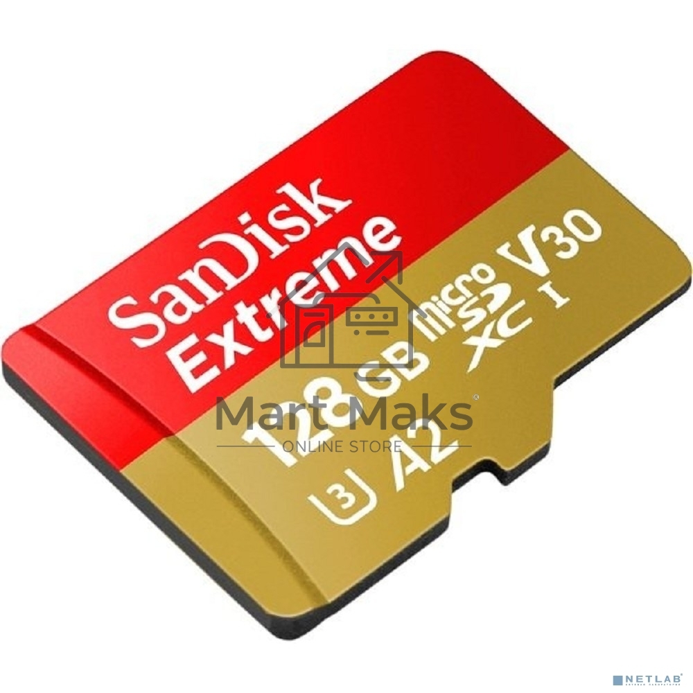 Флеш карта microSD 128GB SanDisk microSDXC Class 10 UHS-I A2 C10 V30 U3 Extreme 190MB/s