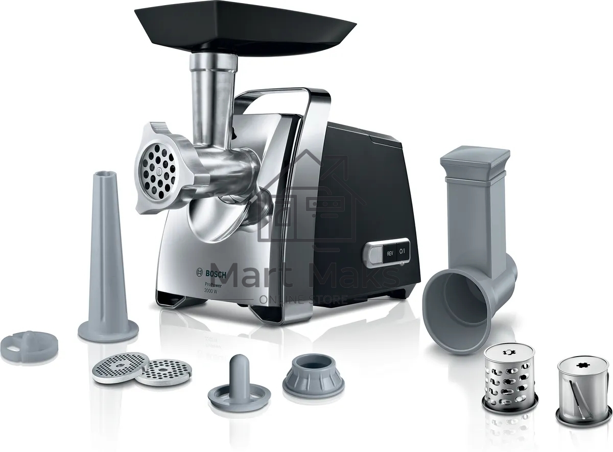 Мясорубка Bosch MFW67440 2000Вт черный/серебристый